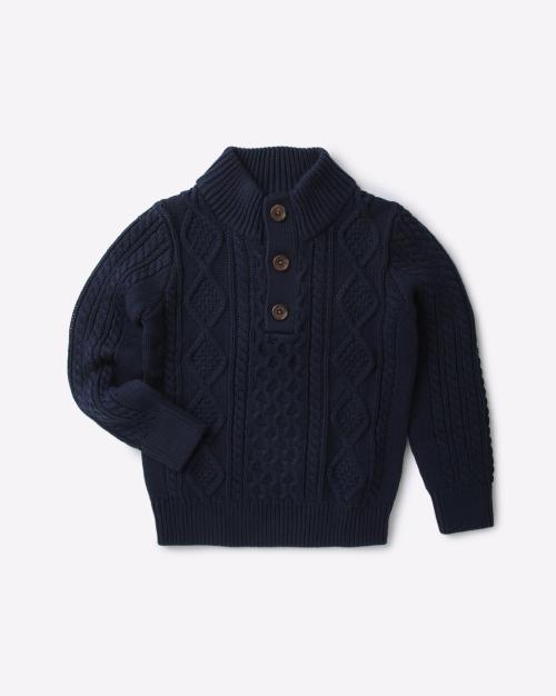 Cable-Knit High-Neck Sweater