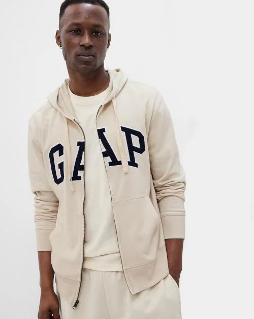 Logo Applique Zip-Front Hoodie