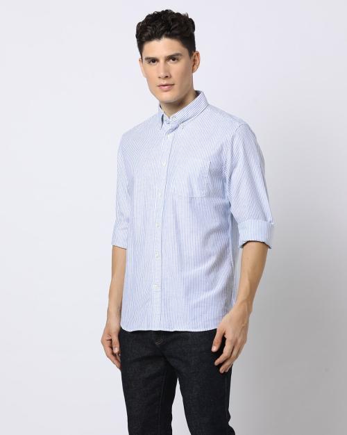 Buy Striped Button-Down Oxford Shirt Online at Best Prices in India ...