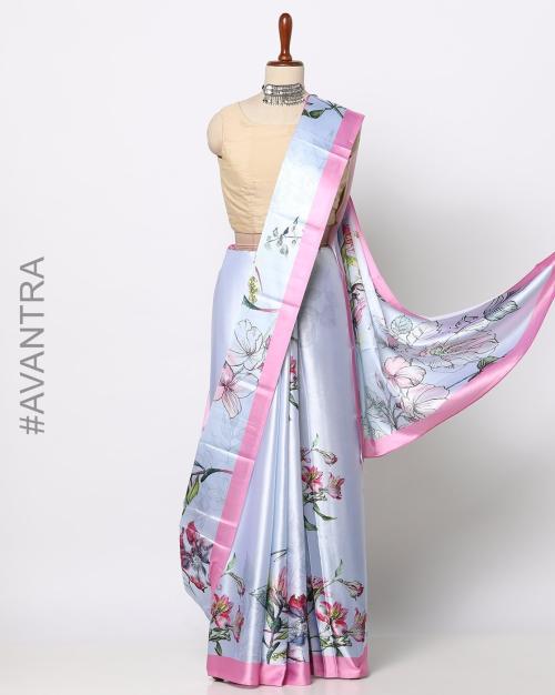 Digital Print Saree with Contrast Border