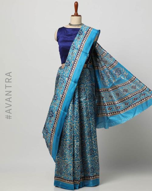 Floral Print Khadi Saree