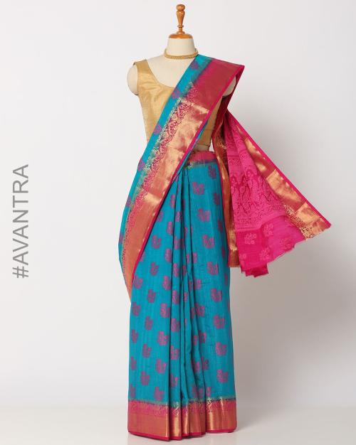 Floral Pattern Saree with Zari Border
