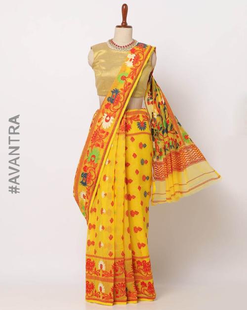 Floral Pattern Jamdani Saree