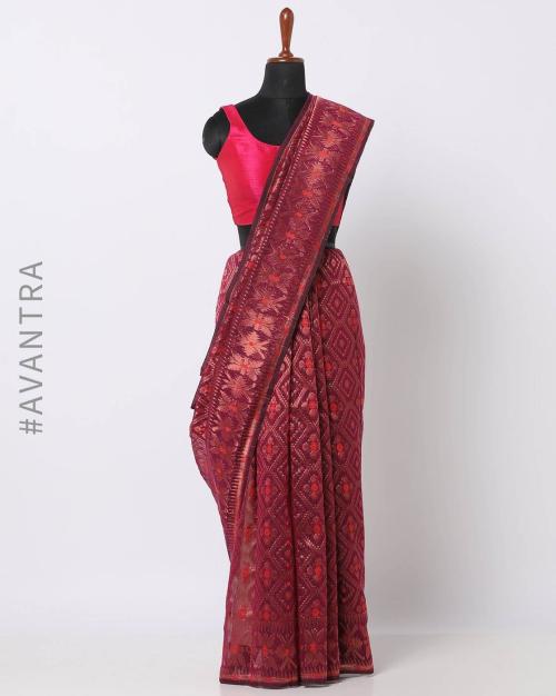 Geometric Woven Jamdani Cotton Silk Saree