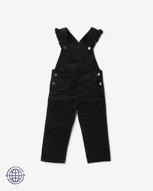 Velvet Overalls with Ruffles