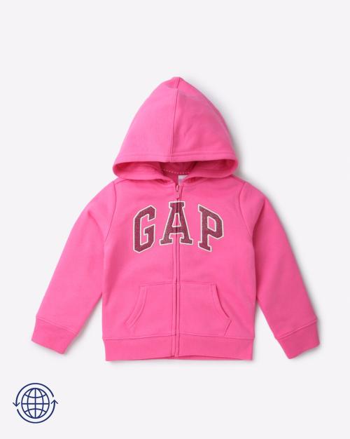 Zip-Front Hoodie with Logo Applique