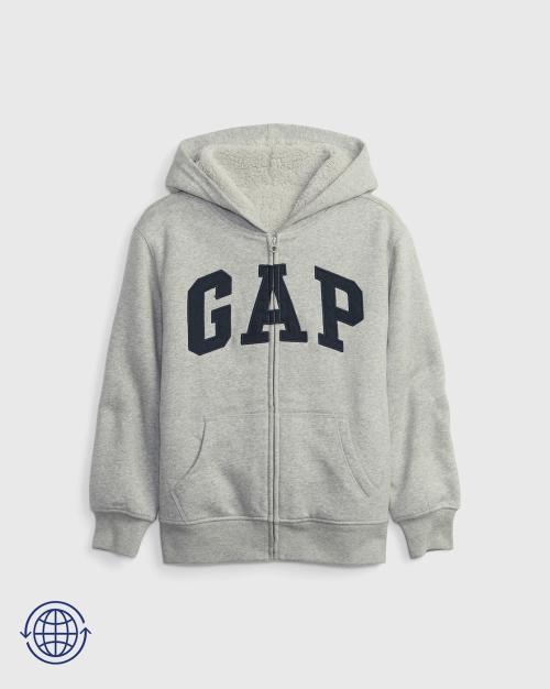 Buy Arch Logo Embroidered Sherpa-Lined Hoodie Online at Best Prices in ...