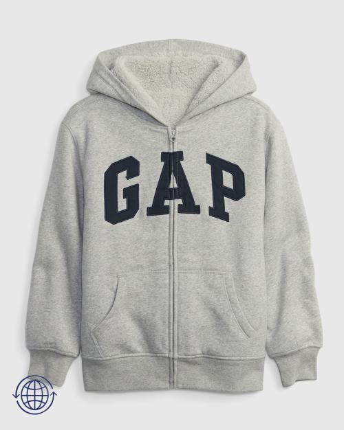 Arch Logo Embroidered Sherpa-Lined Hoodie