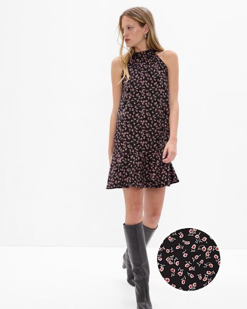 Floral Print Halter-Neck Shift Dress