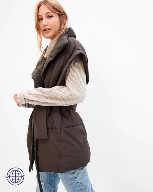 Wrap Duvet Puffer Vest Jacket