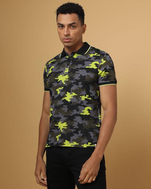 Regular Fit Camo Print Polo T-Shirt
