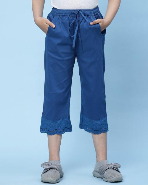 Buy Embroidered Hem Pants with Drawstring Fastening Online at Best
