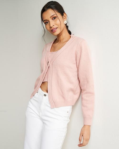 Ribbed Tube Top with Jacket Co-Ord Set