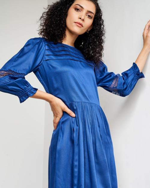 Boat-Neck Fit & Flare Mini Dress