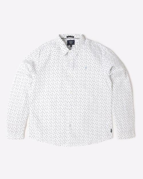 Micro Print Shirt with Patch Pocket