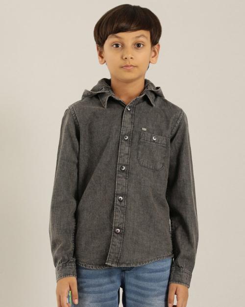 Hooded Denim Shirt