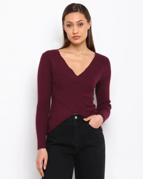 Crossover V-Neck Sweater