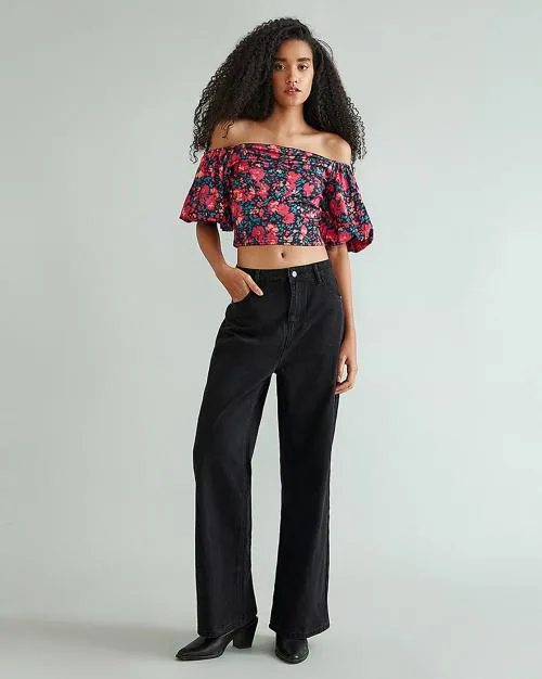 Prom Queen Printed Off-Shoulder Top