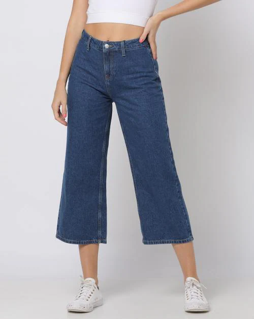 Women Wide-Legged Cropped Jeans