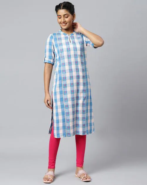 Checked Straight Kurta