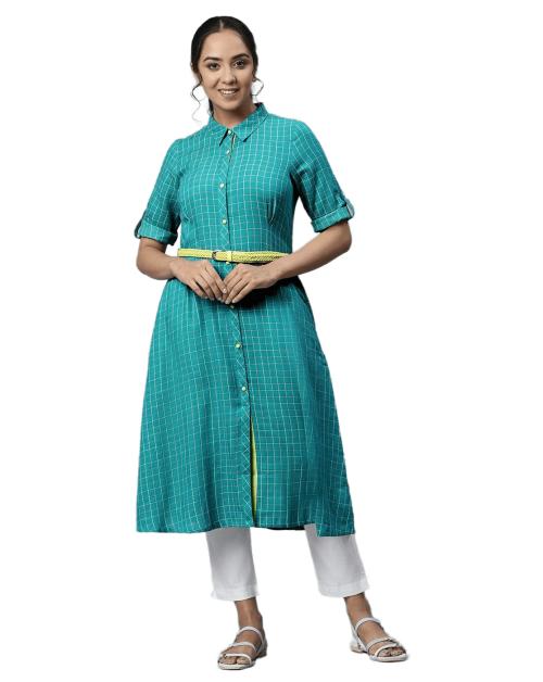 Buy Aurelia Checked Shirt ALine Kurta Online at Best Prices in India