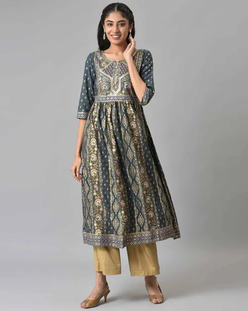Floral Print Anarkali Kurta