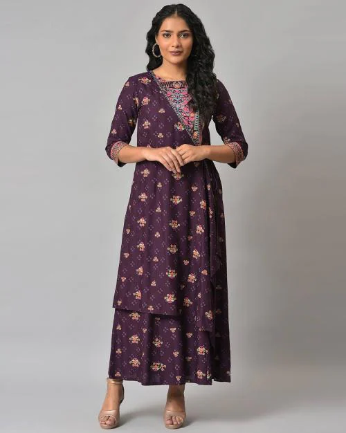 Floral Print Angrakha Jumpsuit