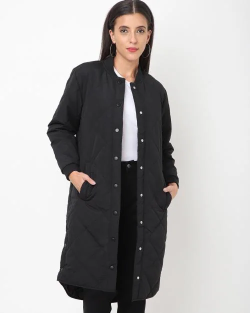Quilted Button-Down Longline Jacket