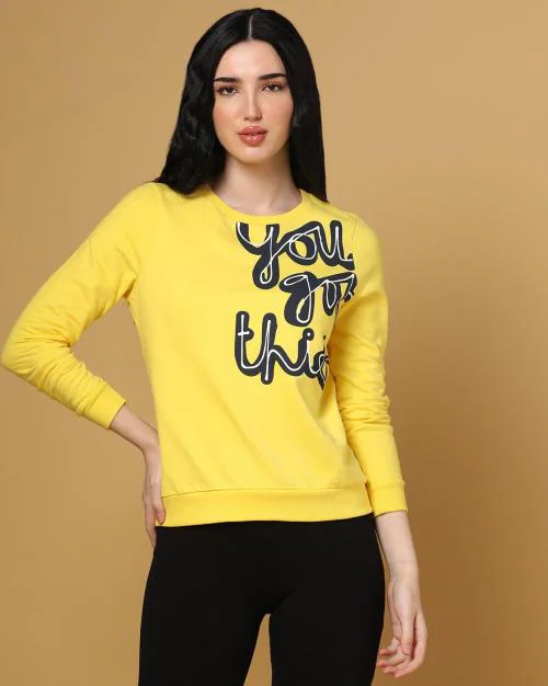 Typographic Print Round-Neck Sweatshirt