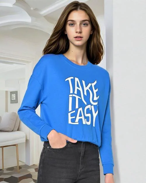 Typographic Print Round-Neck Sweatshirt