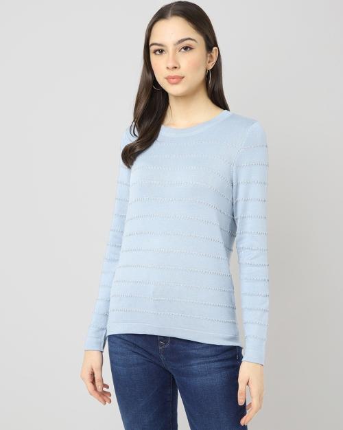 Striped Round-Neck Pullover
