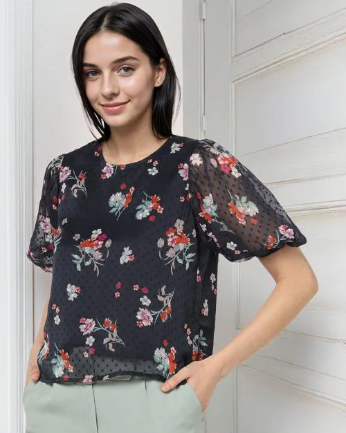Floral Print Yoro Round-Neck Top