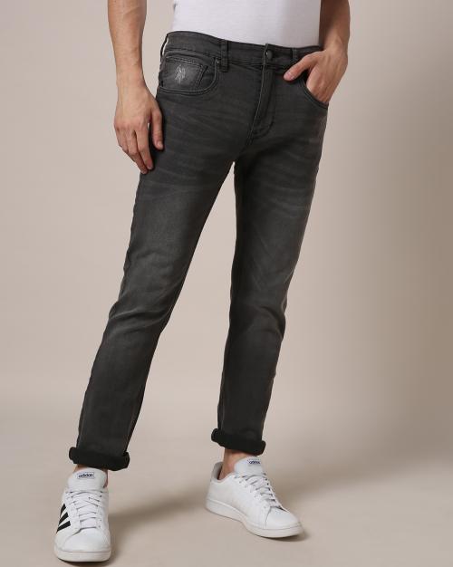 Men Slim Tapered Fit Mid-Wash Jeans