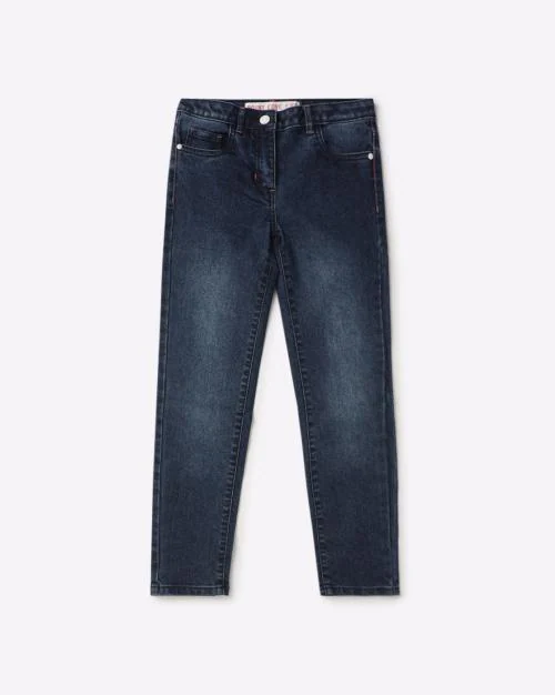 Girls Mid-Wash Slim Fit Jeans
