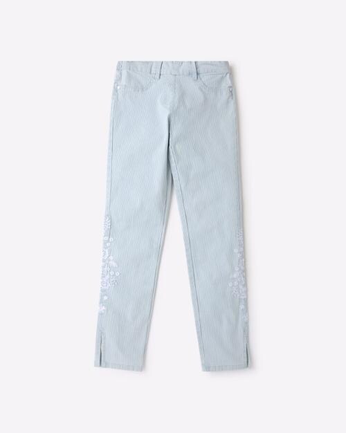 Girls Striped Slim Fit Jeans