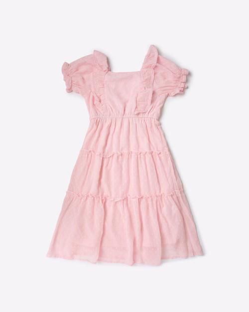 Swiss-Dot Tiered Dress