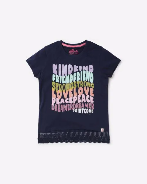 Typographic Print Round-Neck T-Shirt