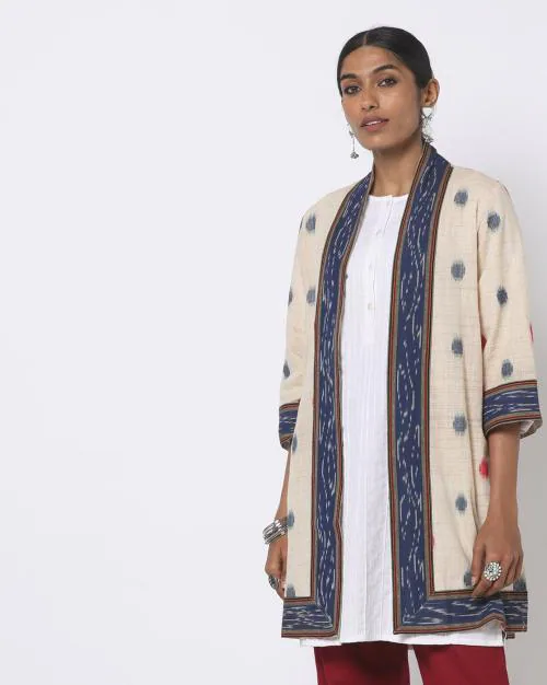 Ikat Woven Front-Open Shrug