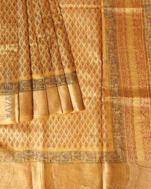Handblock Print Pure Silk Jaipuri Saree