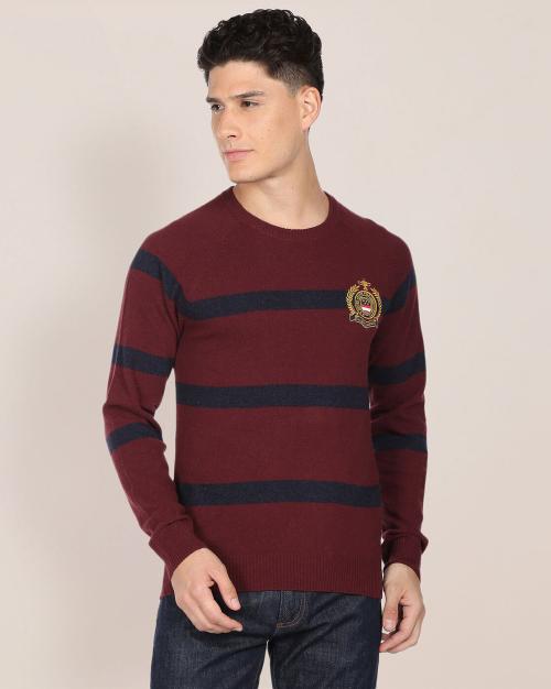 Men Horizontal Striped Regular Fit Pullover