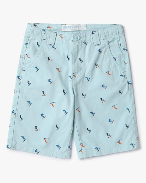 Printed Cotton Flat-Front Shorts