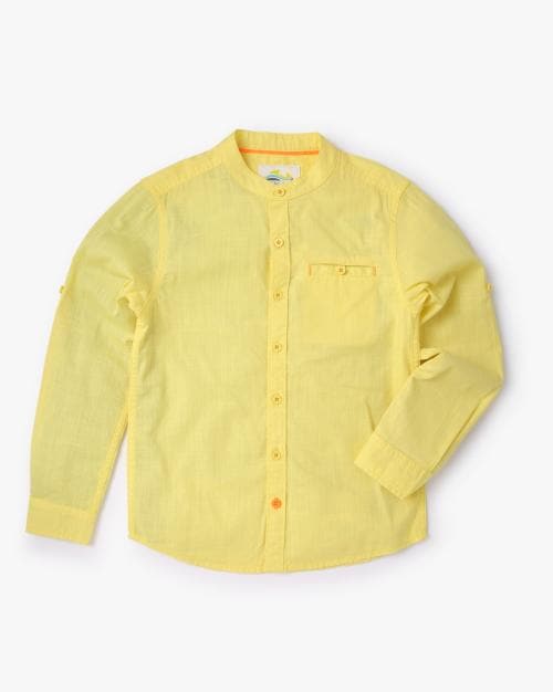 Shirt with Band Collar