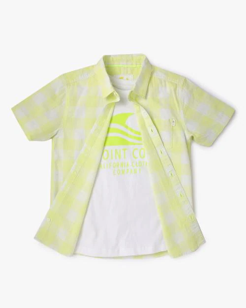 Checked Cotton Twofer Shirt