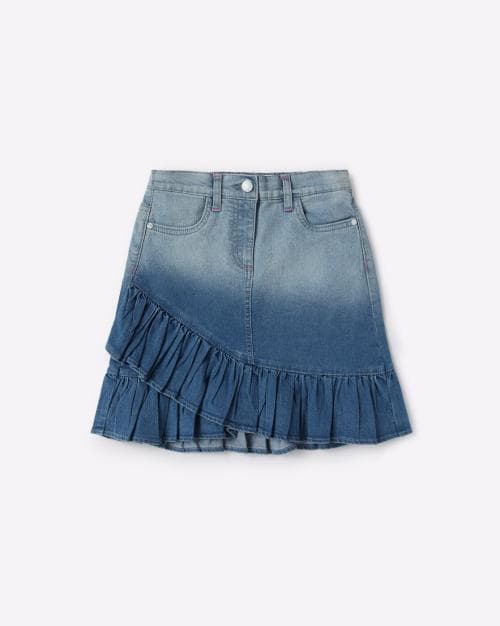 Denim Skirt with Ruffles