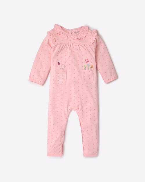 Floral Print Romper with Ruffles