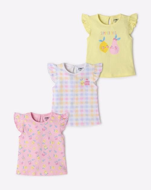 Pack of 3 Assorted Printed Round-Neck T-Shirt