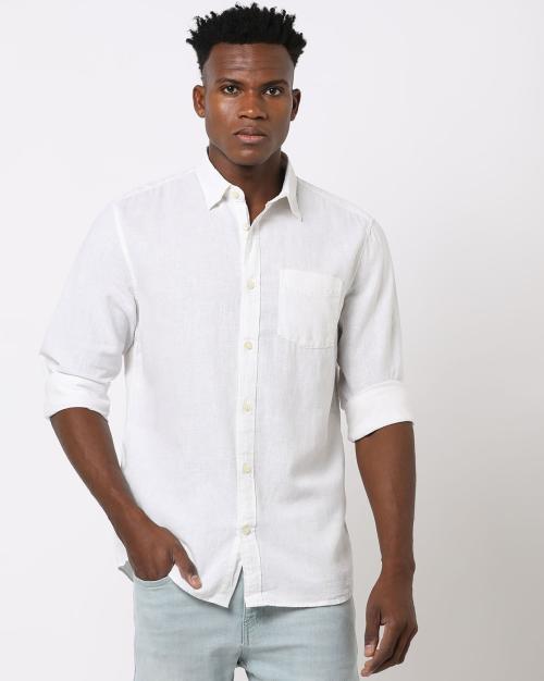 Buy Regular Fit Spread Collar Linen Shirt Online at Best Prices in