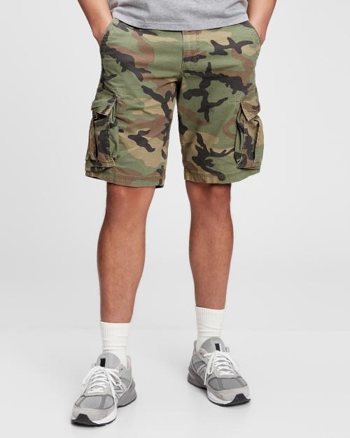 Camouflage Print Cargo Shorts