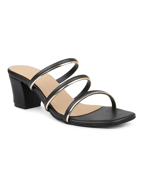 Inc.5 Women Black Synthetic Leather Heeled Sandals