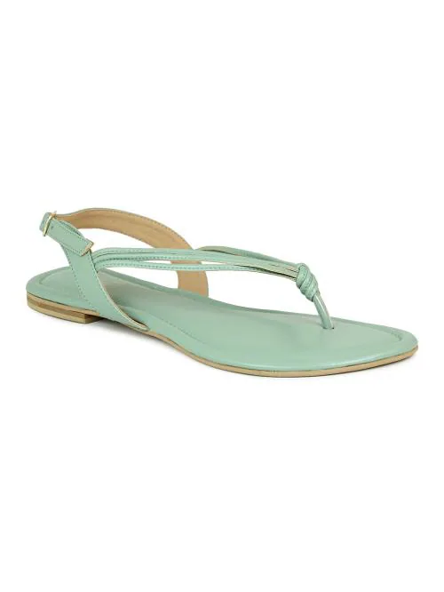 Inc.5 Women Green Synthetic Leather Flat Sandals